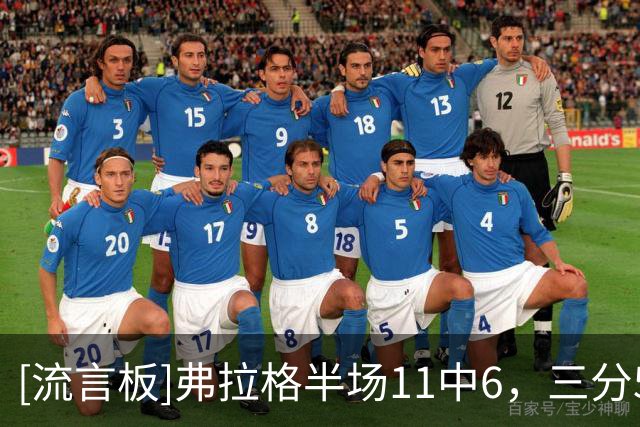 [流言板]弗拉格半场11中6，三分5中1得到13分3篮板8助攻3抢断2失误